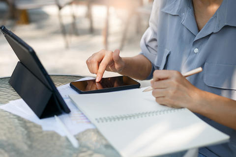 typing on phone and tablet